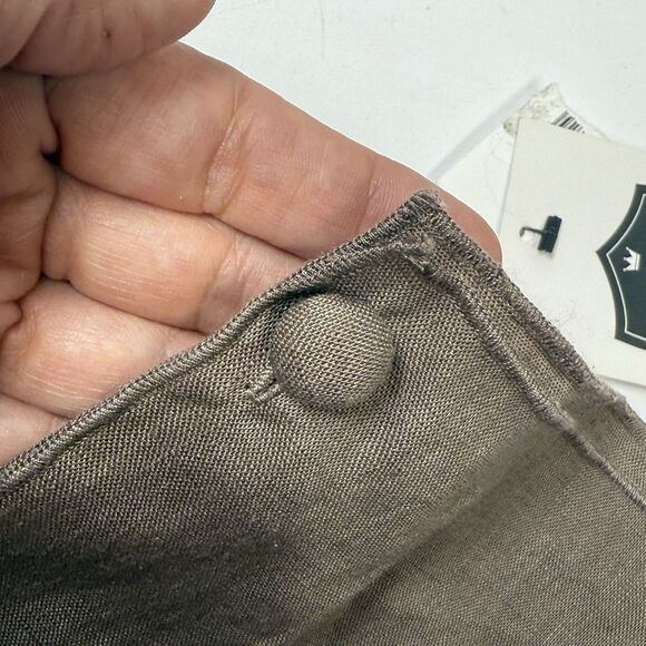 Clifton Wilson Brown Slate 100% Linen Pocket Square With Button New - Picture 5 of 5